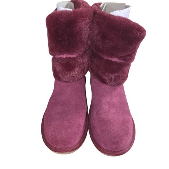Koolaburra by UGG NIB Suede Faux Fur Short Boots - Dezi Zinfandel Size 7 - Picture 2 of 7